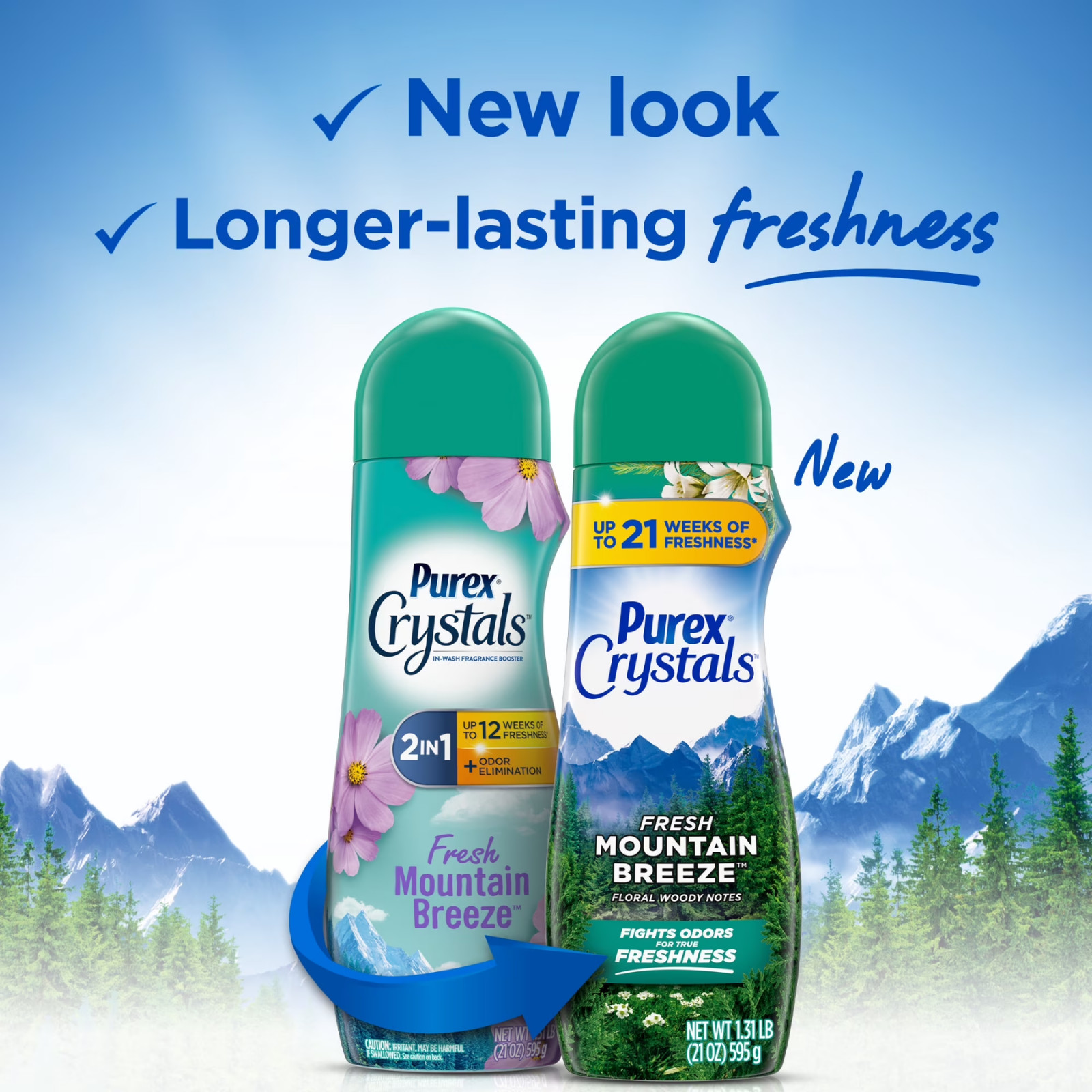 Purex Crystals Fresh Mountain Breeze Scent Booster 3-Pack (63oz Total) – NEW