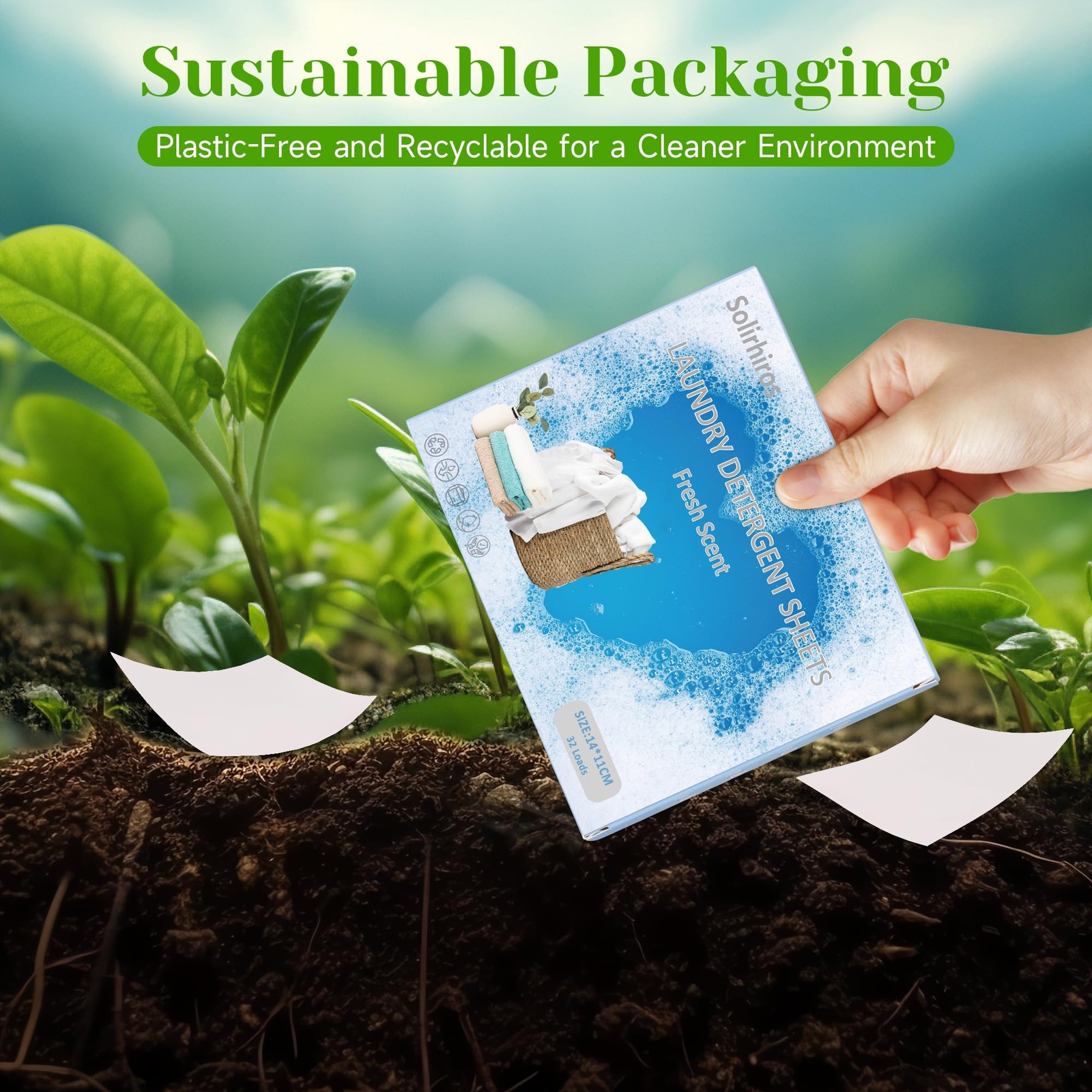 Laundry Detergent Sheets 32 count, Plastic-Free, Recyclable Packaging Travel