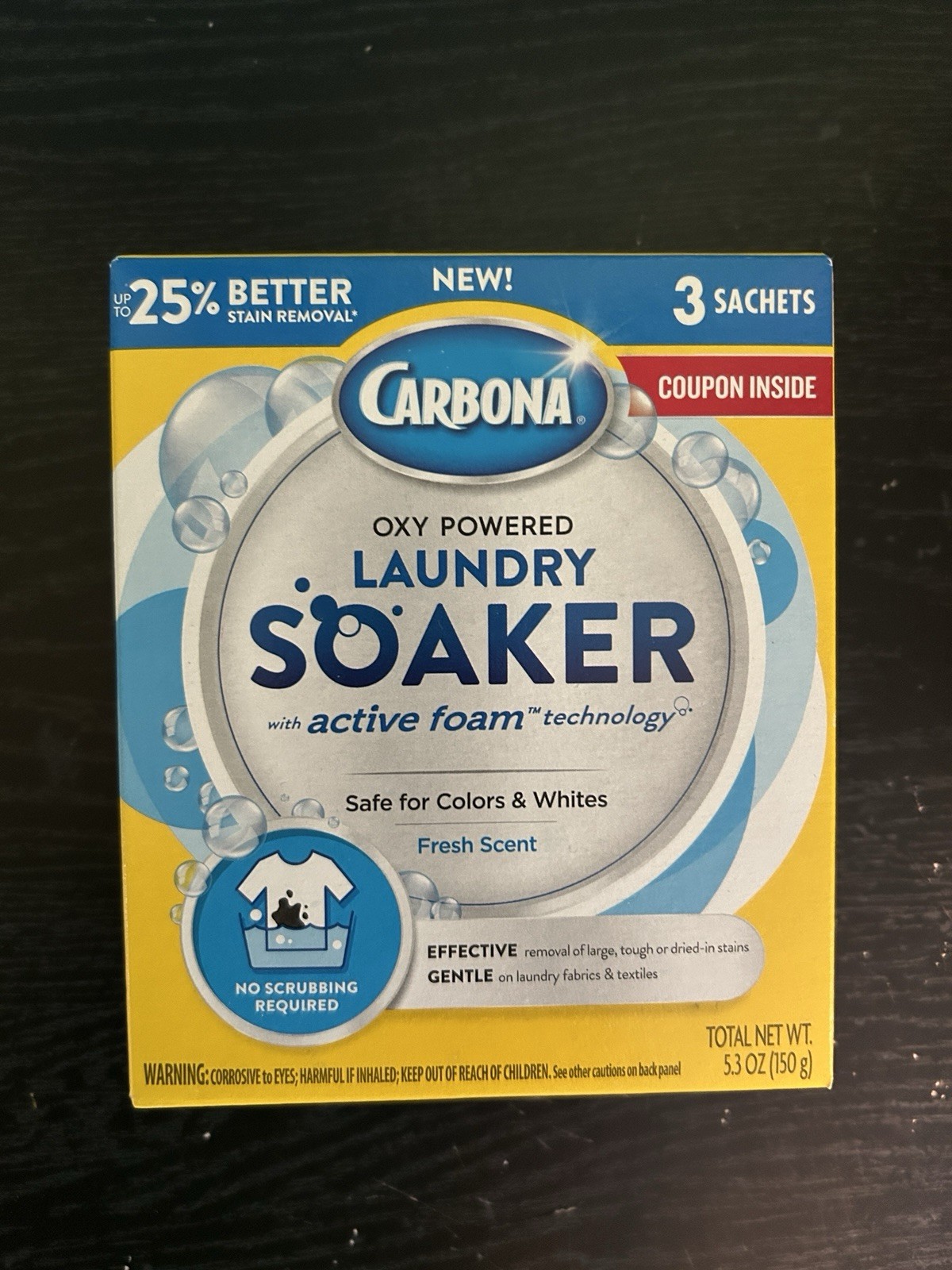 CARBONA OXY POWERED Fabric LAUNDRY SOAKER Stain Grease Remover Color Safe 3 Pack