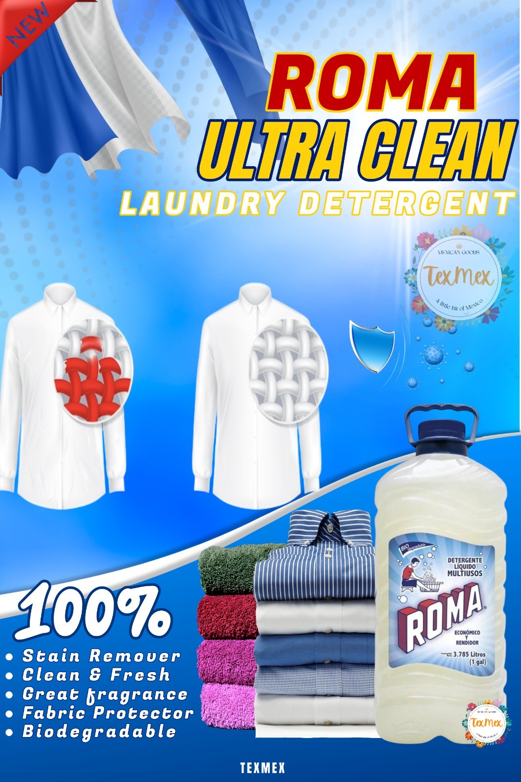 ROMA LIQUID DETERGENT DETERGENTE LIQUIDO 1 GAL TOUGH STAIN REMOVER