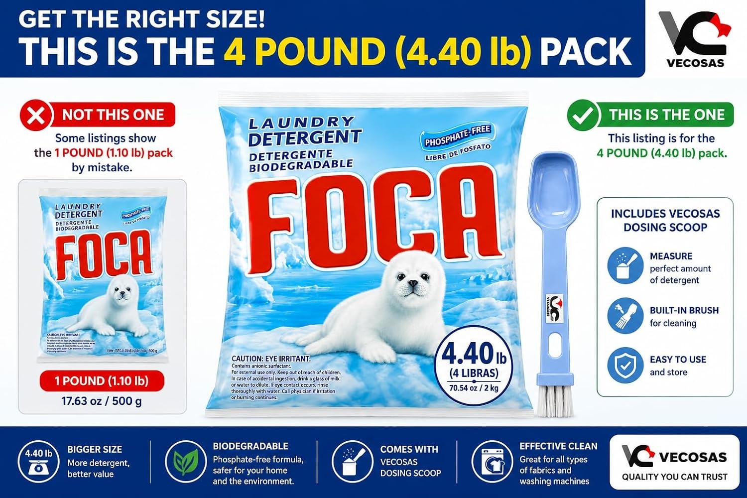 Foca Laundry Detergent 4.4 lb Bag – with Spoon., 4.41 Pound (Pack of 1)