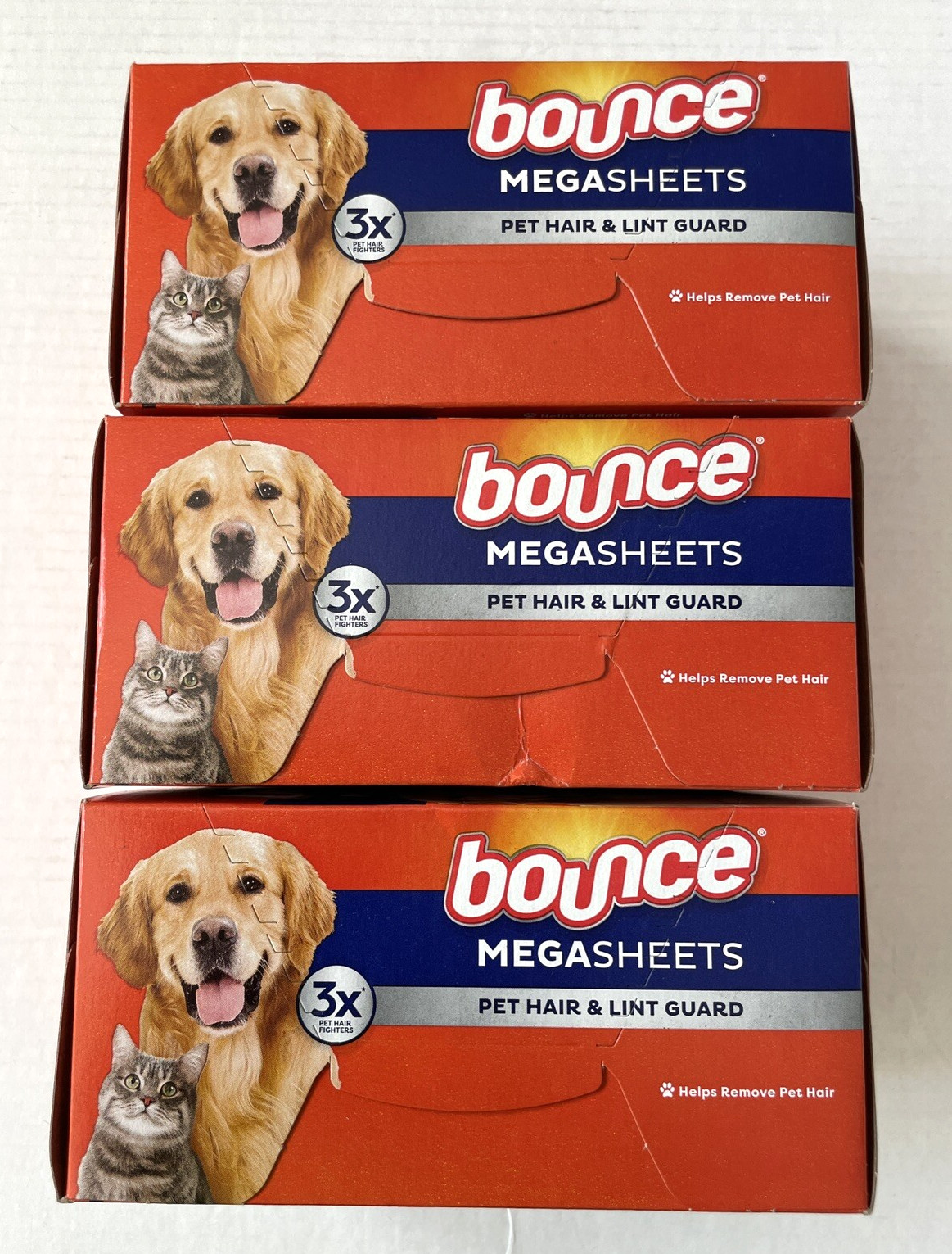 Bounce 3X Pet Hair Lint Guard Mega Sheets Fresh Scent Dryer Sheets 60 Ct X 3 Box