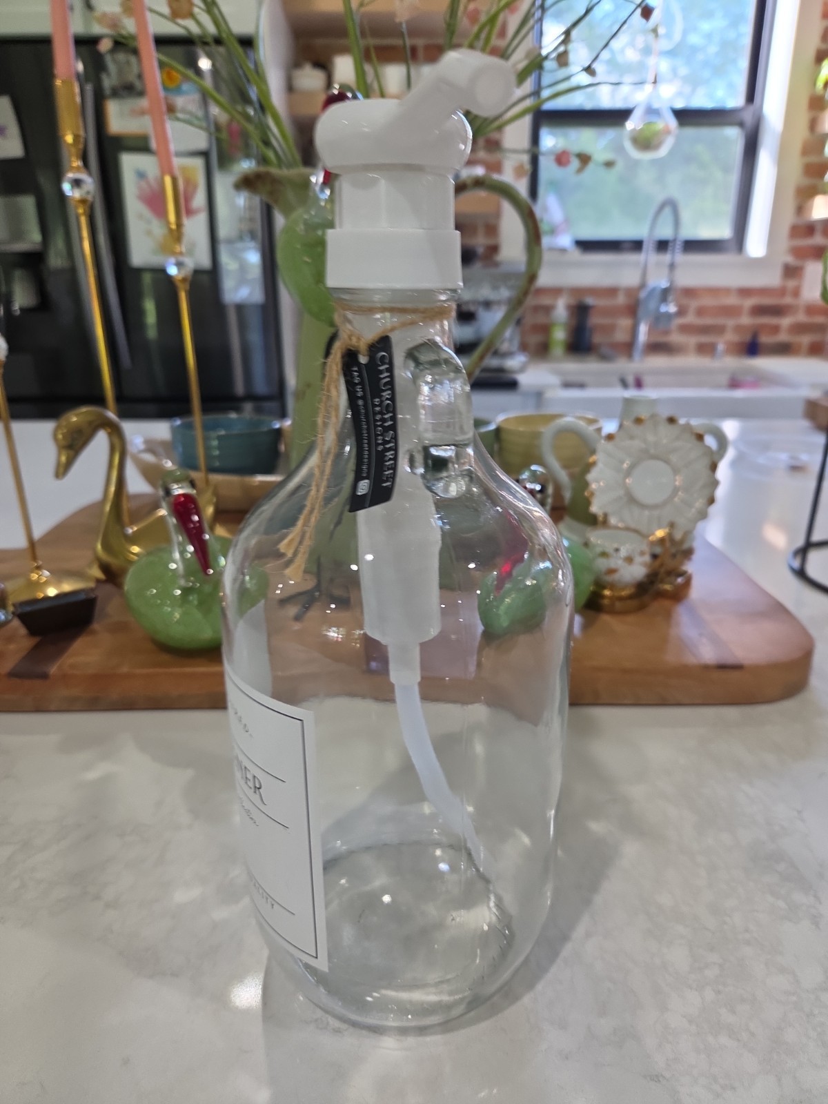 Half Gallon Clear Glass Bottle Laundry Detergent Jug Apothecary Style w/ Pump