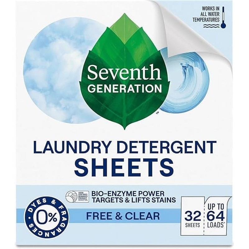 Laundry Detergent Sheets Unscented Biobased 64 Loads Stain Fighting Eco Friendly
