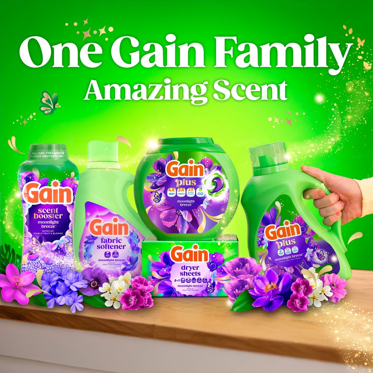 Gain Moonlight Breeze Plus Liquid Laundry Detergents 75 Loads – 99oz