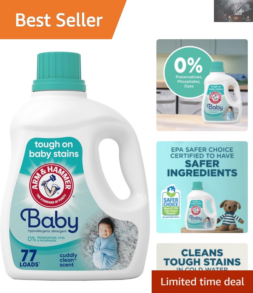 Pediatrician-Tested Hypoallergenic Liquid Laundry Detergent for Babies, 77 Loads