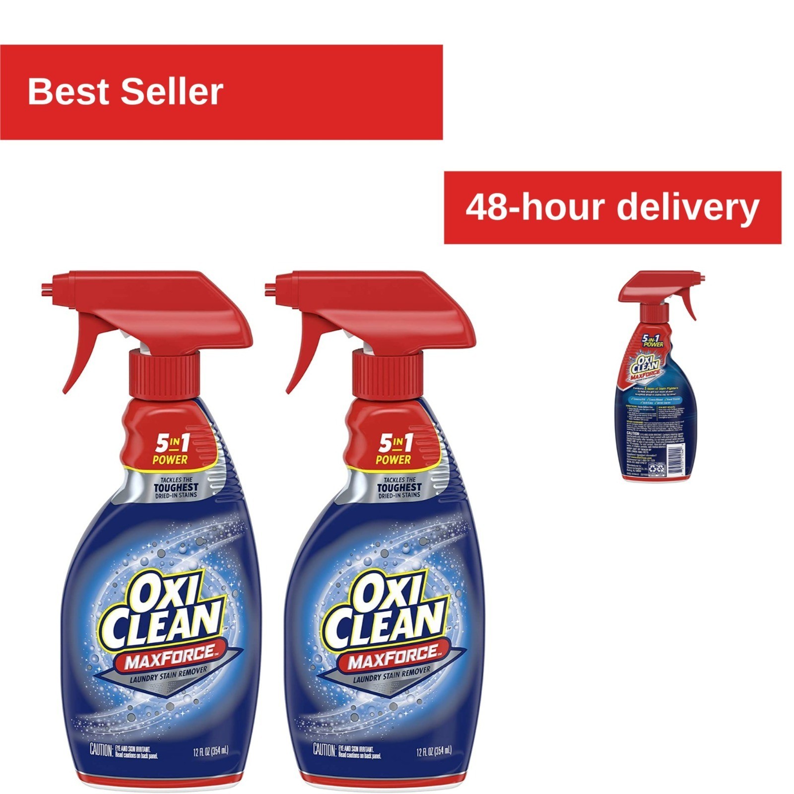 OxiClean Max Force 5 in 1 Power Laundry Stain Remover Spray 12 oz – 2 PK