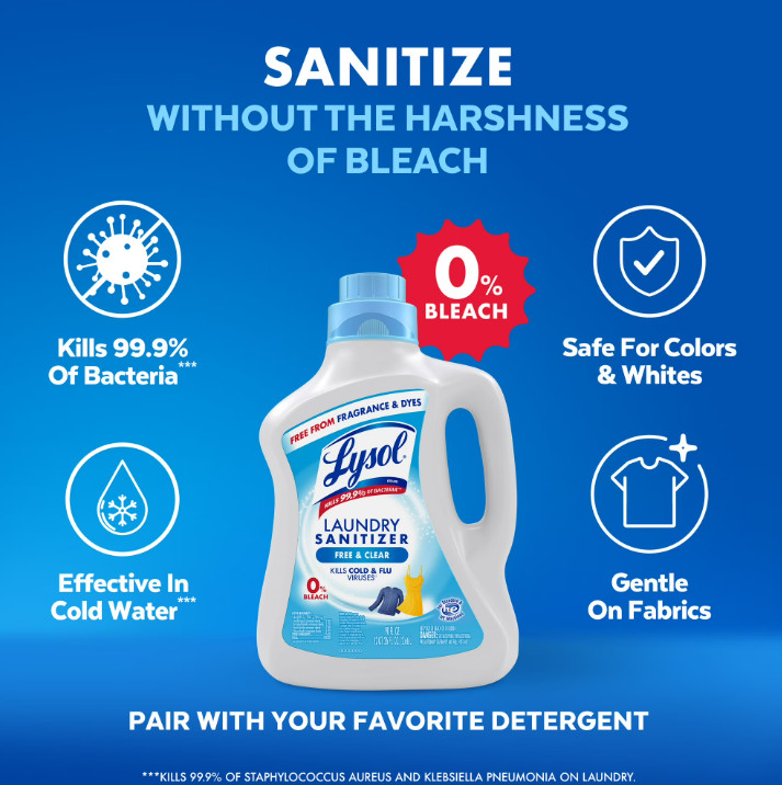 Lysol Laundry Sanitizer Additive Sanitizing Liquid for Clothes and Linens, 90 oz