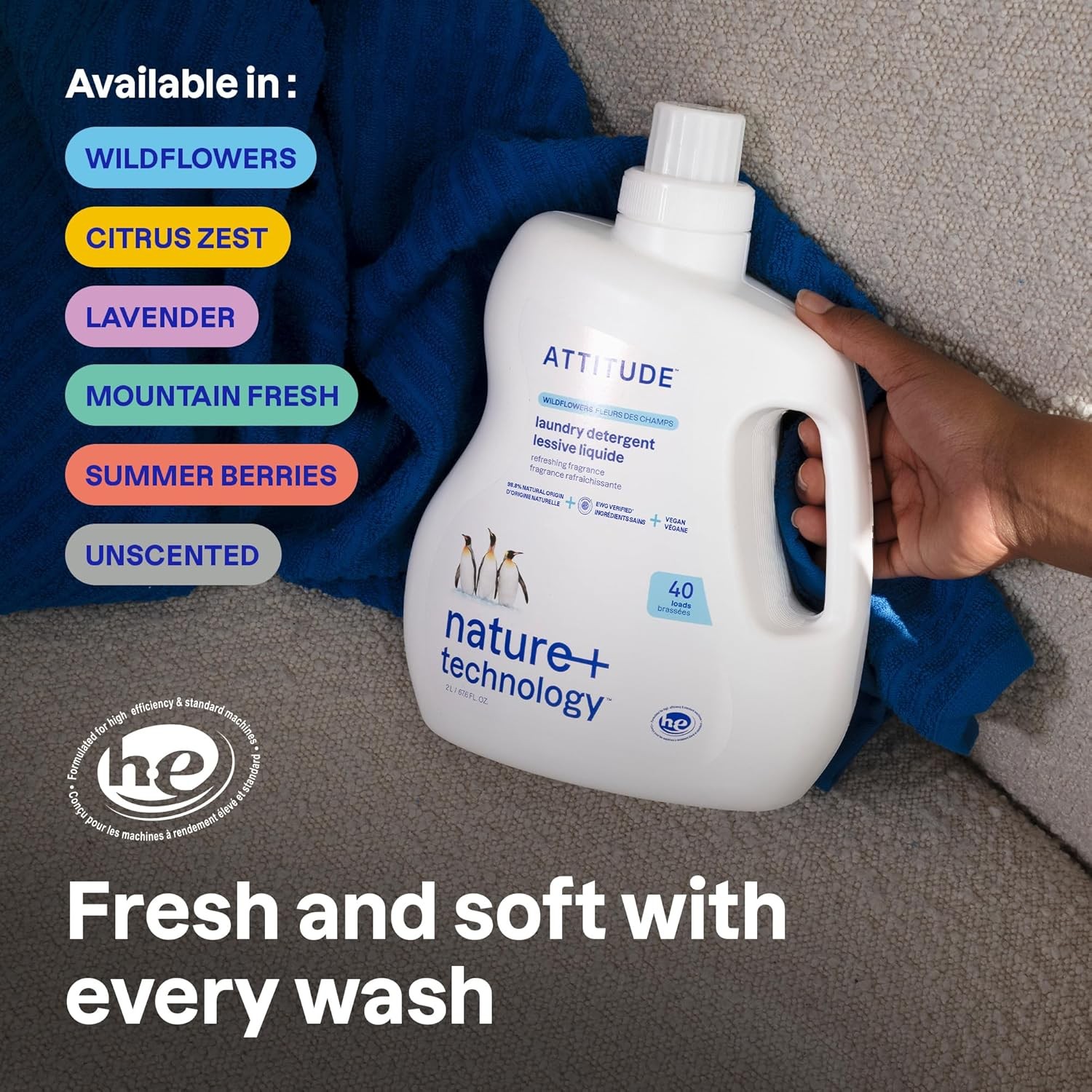 EWG Verified, HE Compatible, Plant-Based & Vegan, Natural Laundry Soap, Mountain