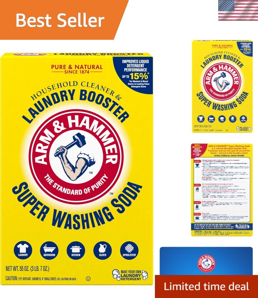 Super Washing Soda Household Cleaner and Laundry Booster, 55 Oz Box
