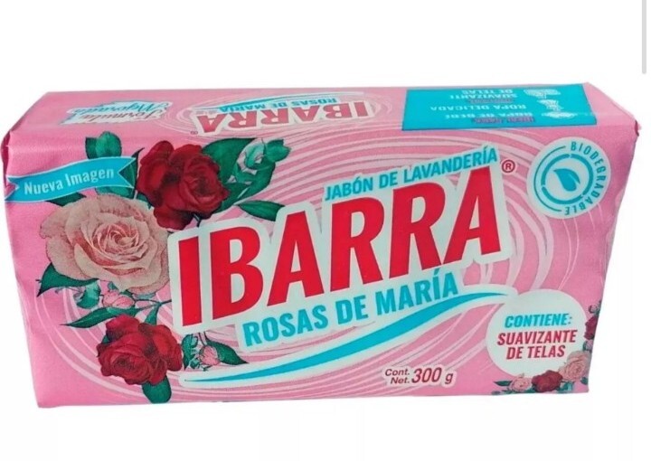 1 IBARRA JABÓN DE LAVANDERÍA/ ROSAS DE MARIA/LAUNDRY SOAP BAR/ 300G/FROM MEXICO