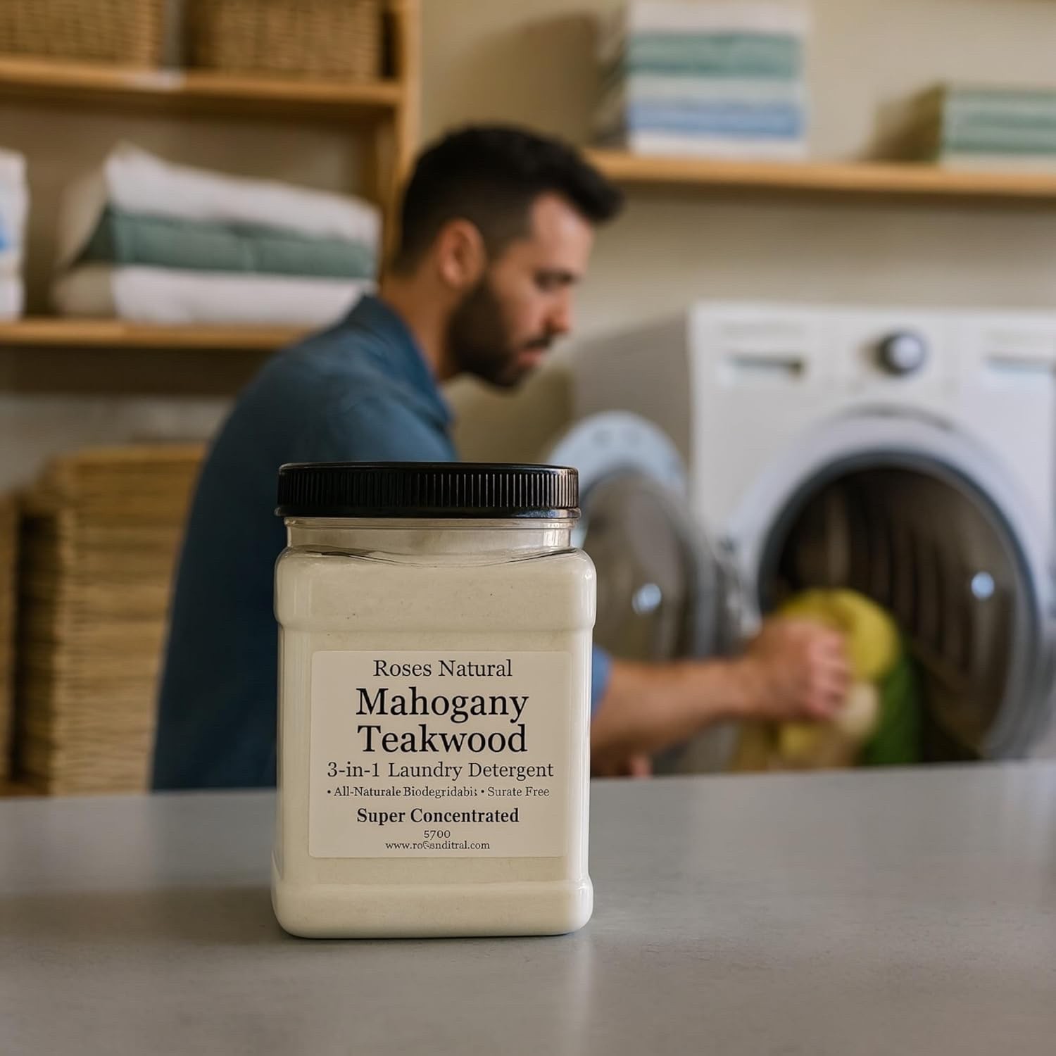 Mahogany Teakwood 3-in-1 Laundry Detergent Powder, Plant-Based, All-Natural