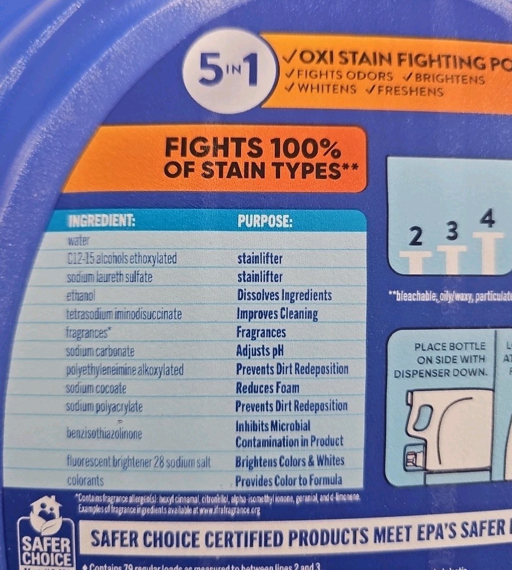 All Liquid Laundry Detergent, Sunshine Fresh Scent OXI Plus Odor Lifter 141 Oz