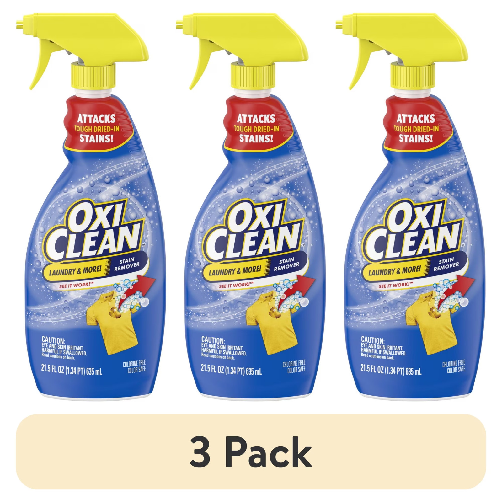 (3 pack) OxiClean Laundry Stain Remover Spray, 21.5 fl oz Free Ship