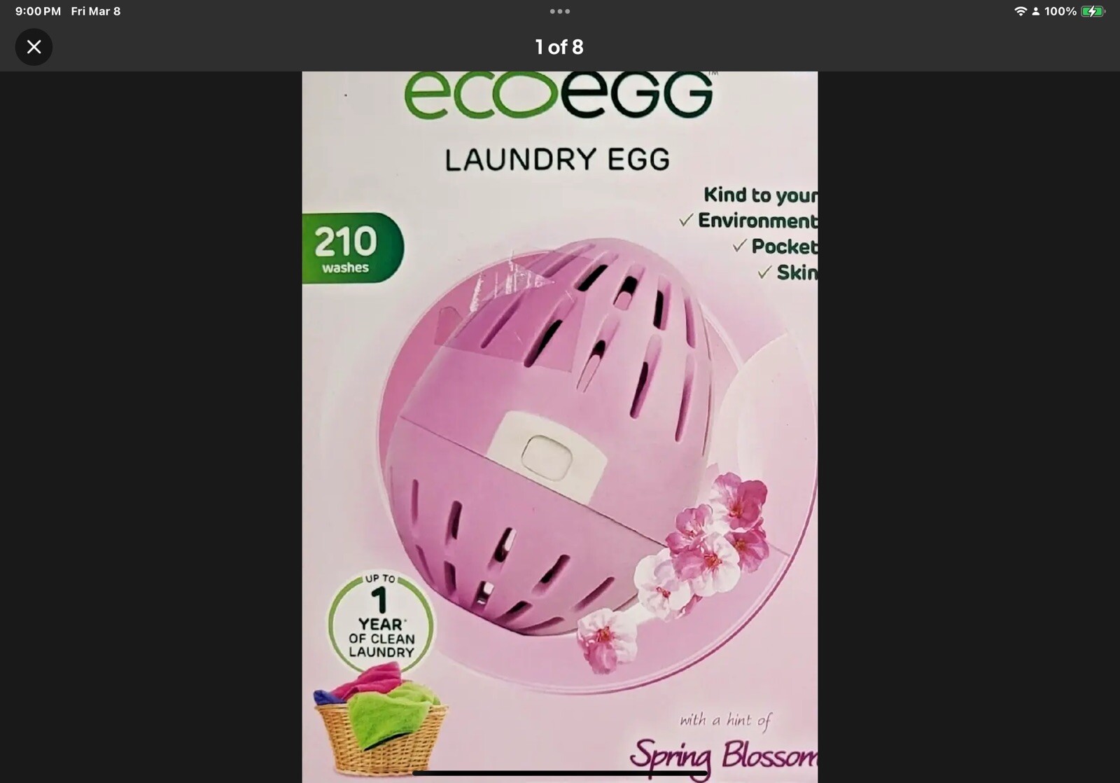 Ecoegg Laundry Egg Hypoallergenic, Eco -Free / Spring Blossom 210 Washes