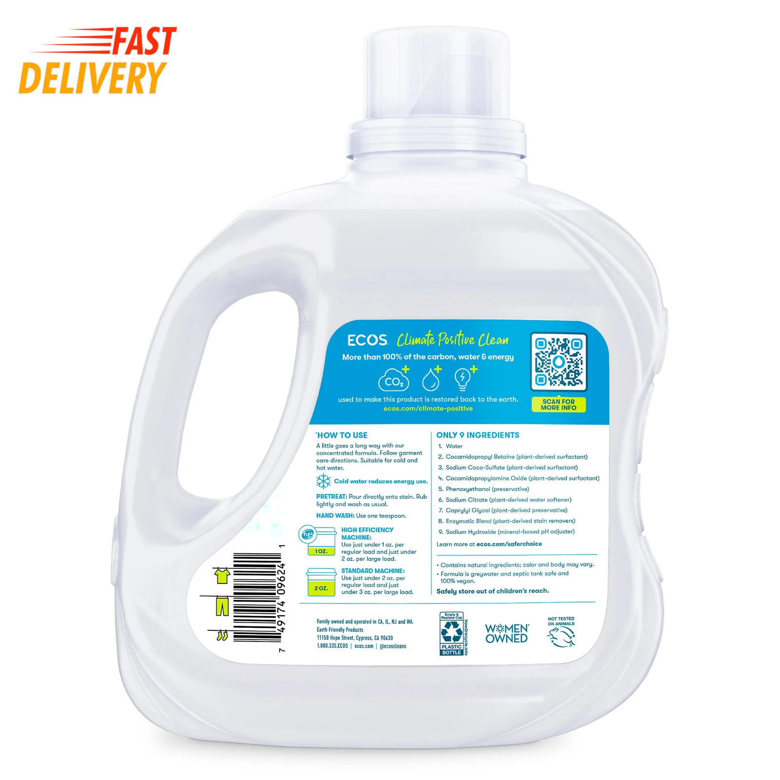 (4 Pack) Hypoallergenic Liquid Laundry Detergent, 120 Loads, 110Oz ✌️👍