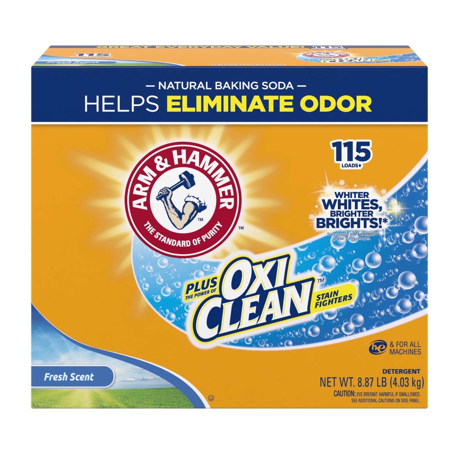 2PK Arm & Hammer Plus OxiClean Powder Laundry Detergent, Fresh Scent, 115 Loads