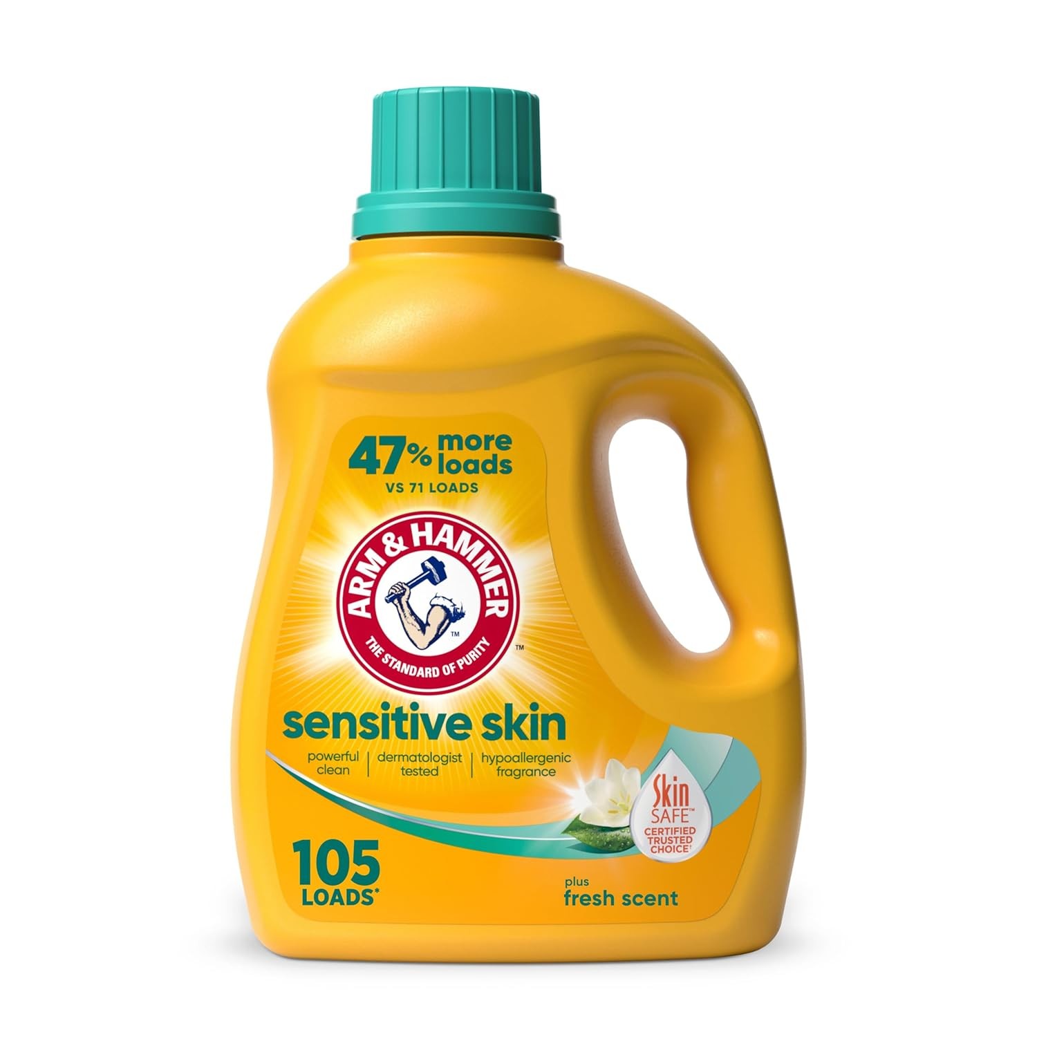 ARM & HAMMER Sensitive Skin Liquid Laundry Detergent, Fresh Scent, 105 fl oz, 10