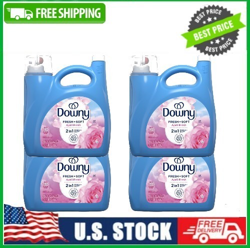 4 PACK Downy Liquid Fabric Softener & Conditioner, April Fresh Scent, 190 Loads