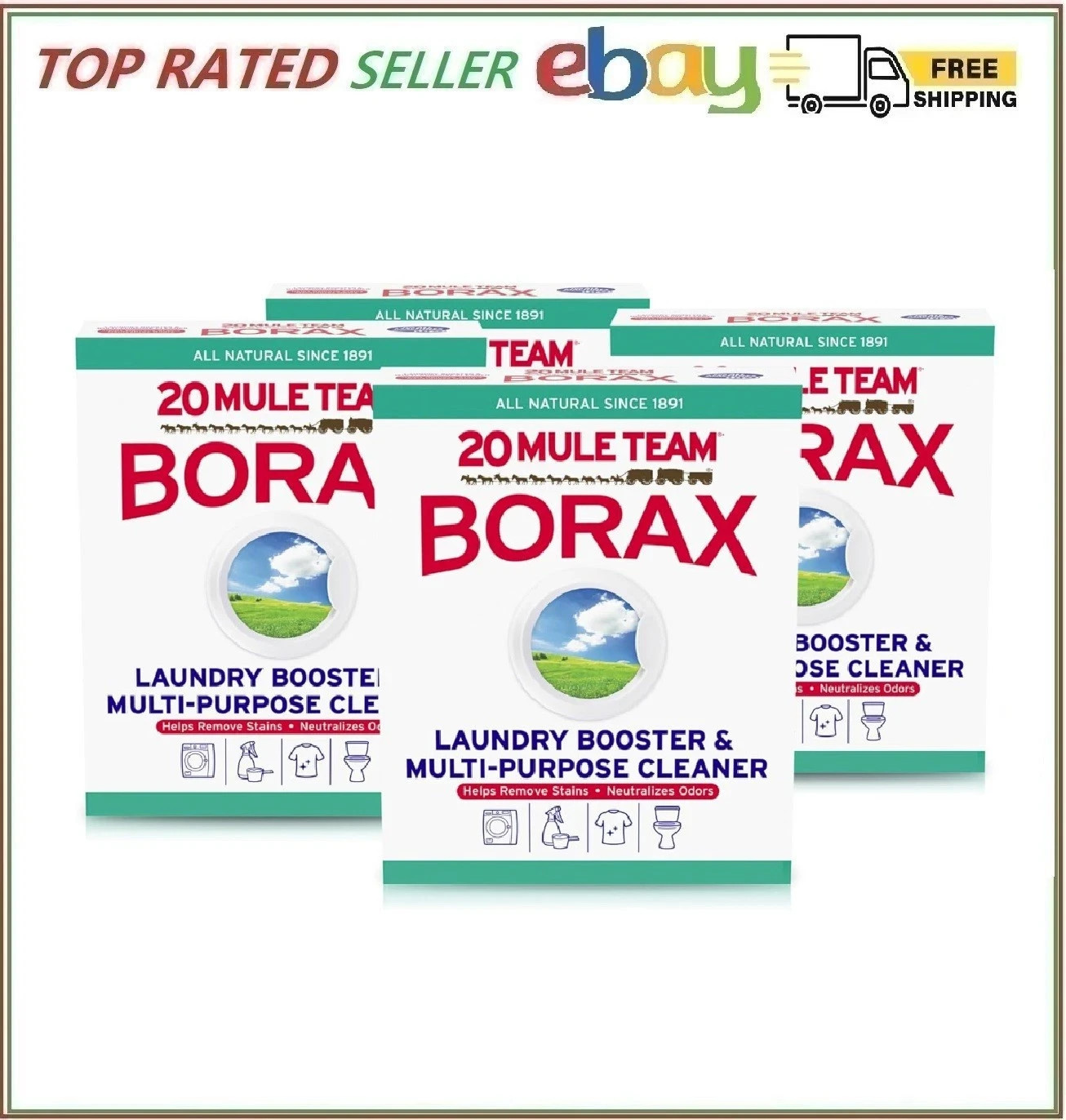 20 Mule Team Detergent Booster – 65oz ( Pack of 4 ) Ships today