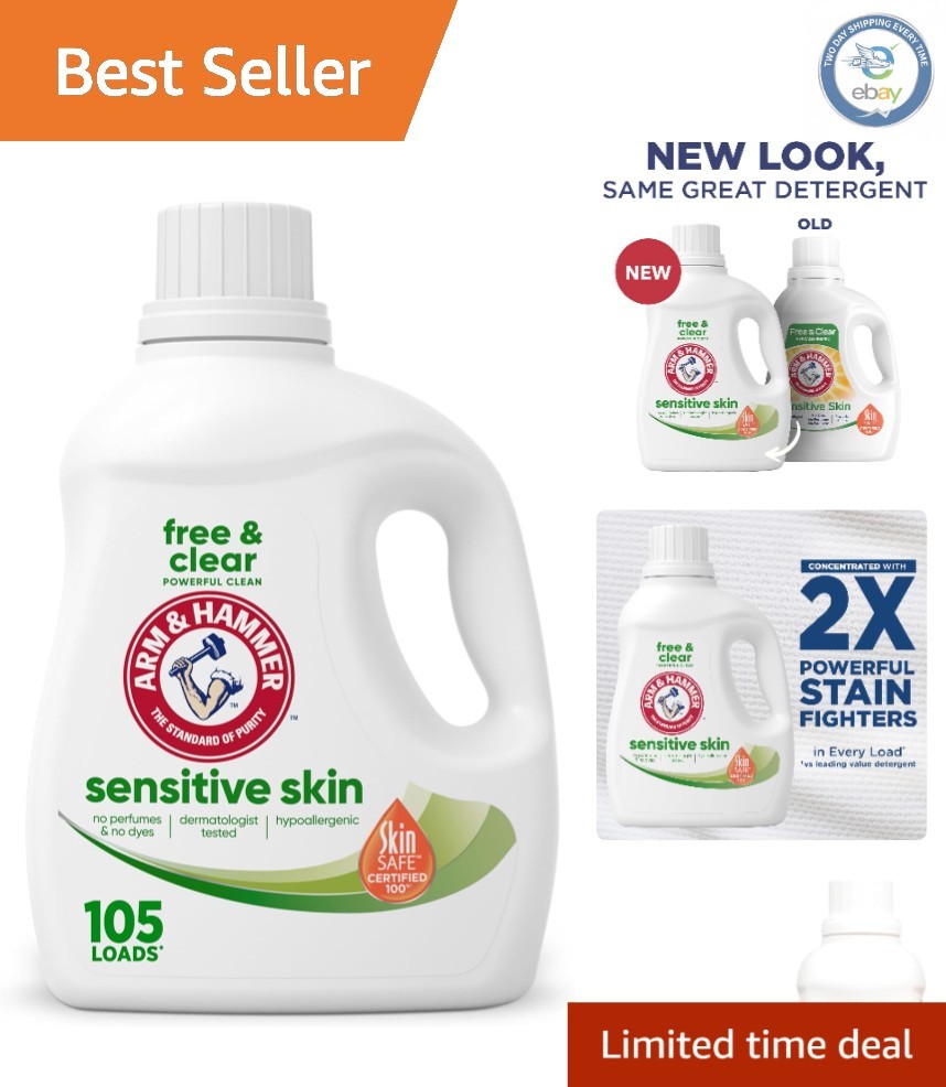 Sensitive Skin Free & Clear Liquid Laundry Detergent – 105 Loads, Fragrance-Free